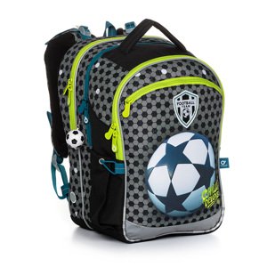 Školní batoh Topgal COCO s motivem fotbalu, černo-šedá