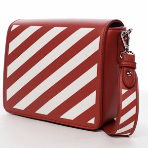 Designová dámská crossbody koženková kabelka Lucky stripes, červená