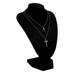 Dámský náhrdelník z chirurgické oceli Double cross, stříbrný