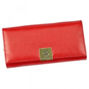 Trendy velká dámská kožená peněženka Elvíra, červená