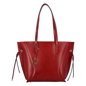 Sympatická velká dámská kožená taška Modesi, červená