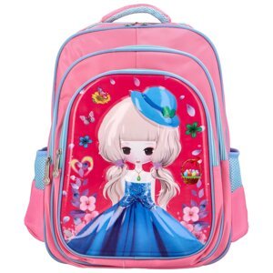 Dětský látkový školní batoh Princezna s kloboučkem, světle růžová