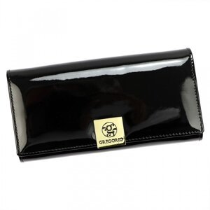 Luxusní velká kožená lakovaná peněženka Gregorio SIERRA, černá
