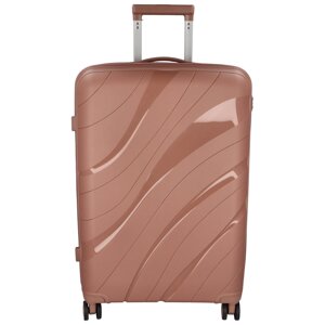 Cestovní plastový kufr Voyex velikosti M, růžová zlatá