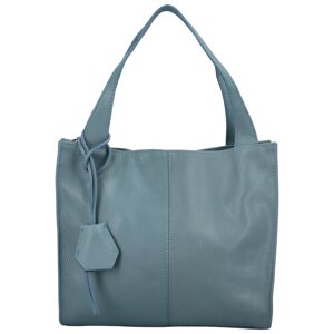 Praktická elegantní kožená kabelka Valeria, modrá
