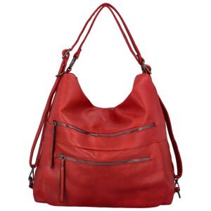 Praktický dámský koženkový kabelko-batoh Alexia, červená