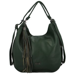 Trendy dámský koženkový kabelko-batoh Julenna, tmavě zelená