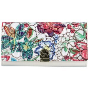 Trendy dámská kožená peněženka Gregorio Tatiana, bílá/květiny